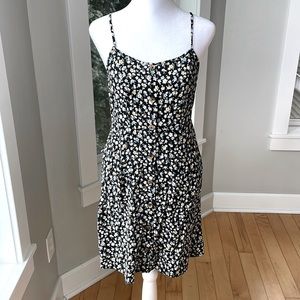 Pink Rose Black Blue Yellow Floral Slip Dress Size Small